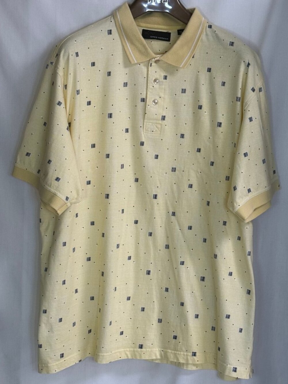 Greg Norman Men's Short Sleeves w/ Collar Printed Polo Shirt - Yellow/Black -2XL